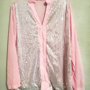 Light pink silver sequin top